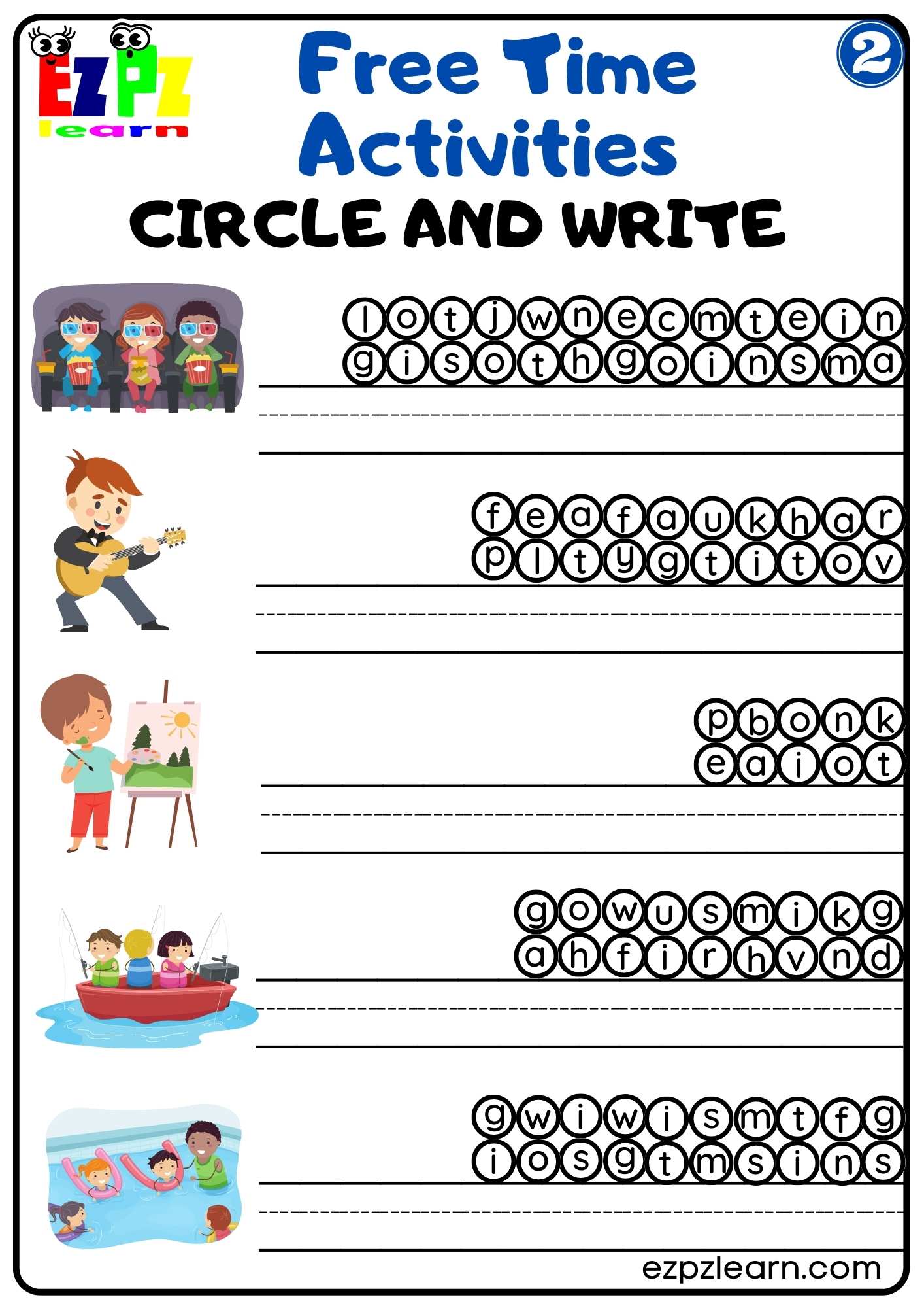 Circle and Write Activity for Children and ESL Students PDF Download Free Time Activities G2